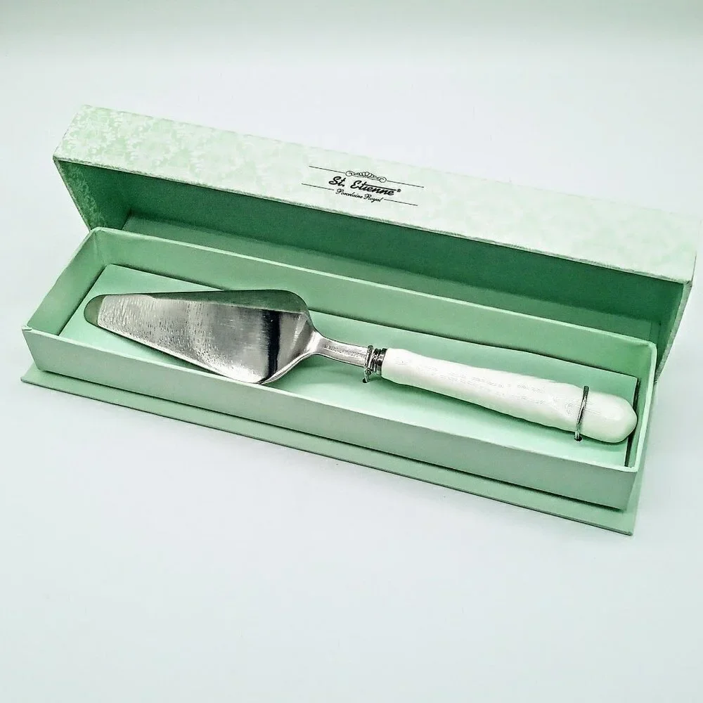 St. Etienne Italian White Porcelain Royal Stainless Steel Pie Server NIB